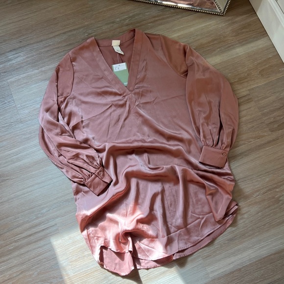 H&M Silky Mauve Oversized Long Sleeve Dress – Size XS NWT - Picture 1 of 9